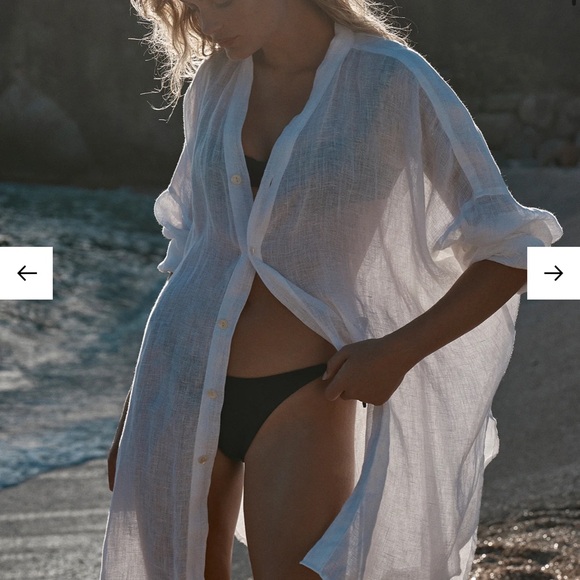 Monday Swimwear Barcelona Tunic Yellow Linen Coverup - Picture 9 of 13